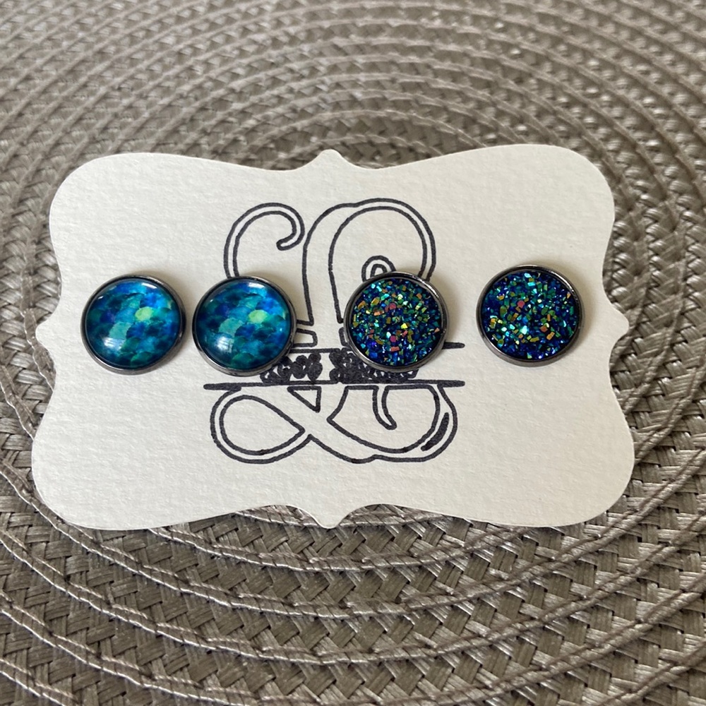 Mermaid and druzy earrings